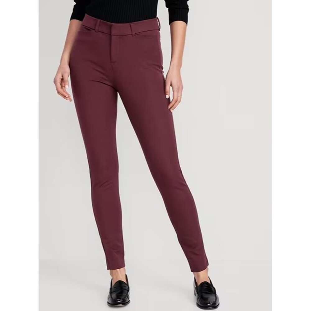 Old Navy Pixie Skinny Ankle Dress Pants Womens 2 Raisin Red Stretch NEW
